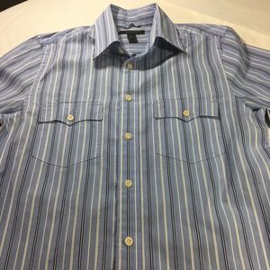 Express Dress Shirt Button Down Blue Stripped Sz S